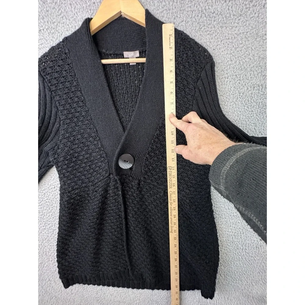 VTG J. JILL Cardigan Sweater XL Black Chunky Knit w/Wool & Alpaca One Button